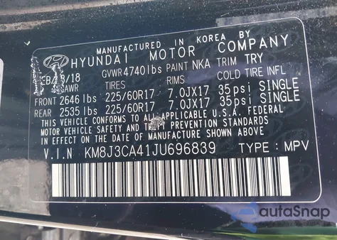 2018 Hyundai Tucson Sel from USA, damaged, VIN KM8J3CA41JU696839